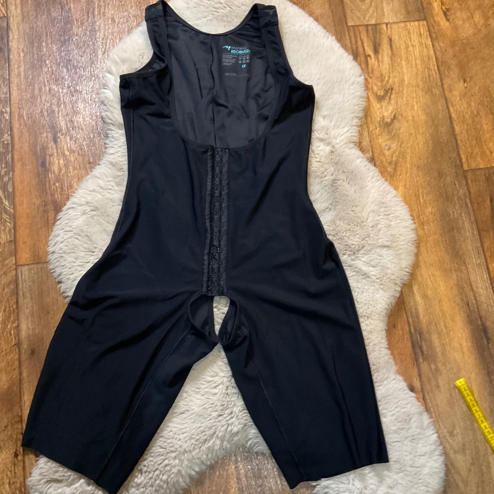 Marena Recovery Suit Size 1X Black Compression‎ Hook Eye Body Suit Post Surgery